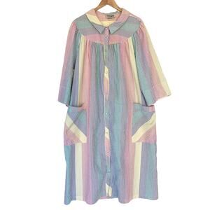 NWOT COFFEE COATS by SAYBURY Shirt Dress Kaftan Cardigan~3X Rainbow Seersucker